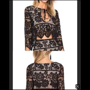 NWOT For Love and Lemons Black Lace Top